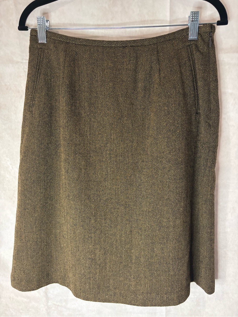 Harold's Brown Olive Herringbone Pencil Skirt